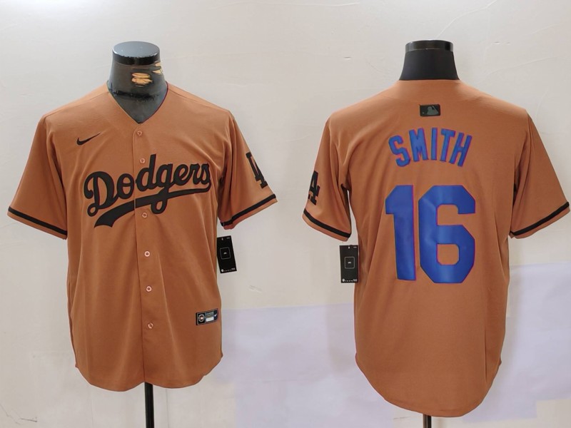 Men Los Angeles Dodgers #16 Smith army green joint name 2024 Nike MLB Jersey style 1->customized mlb jersey->Custom Jersey